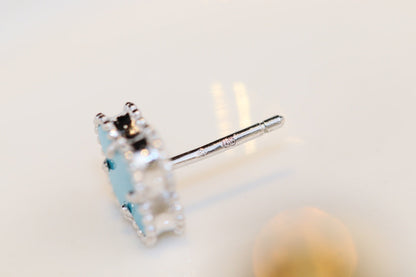 [Angela Jewellery]CLOVER MINI TURQUOISE SILVER STUD EARRINGS
