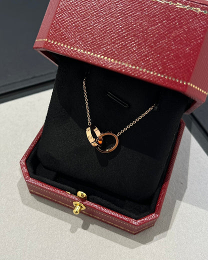 [Angela Jewellery]LOVE NECKLACE DOUBLE RING PINK GOLD