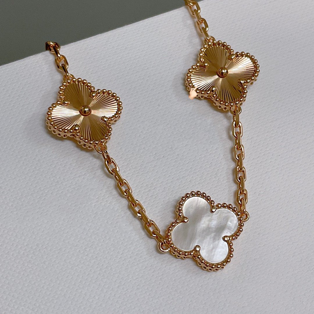 [Angela Jewellery]CLOVER BRACELET 5 MOTIF WHITE MOP PINK GOLD