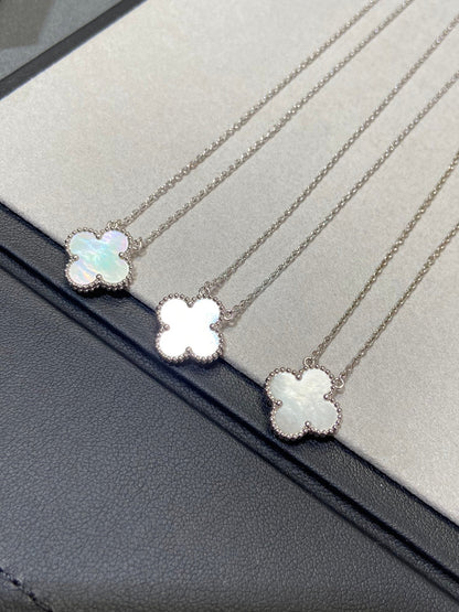 [Angela Jewellery]CLOVER MEDIUM SILVER WHITE MOP NECKLACE