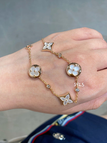 [Angela Jewellery]STAR AND SUN 4 MOTIF WHITE MOP PINK GOLD BRACELET