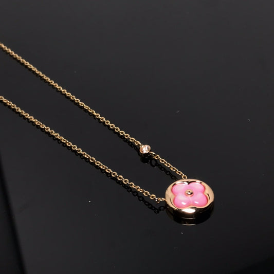 [Angela Jewellery]COLOR BLOSSOM PINK MOP SUN GOLD NECKLACE