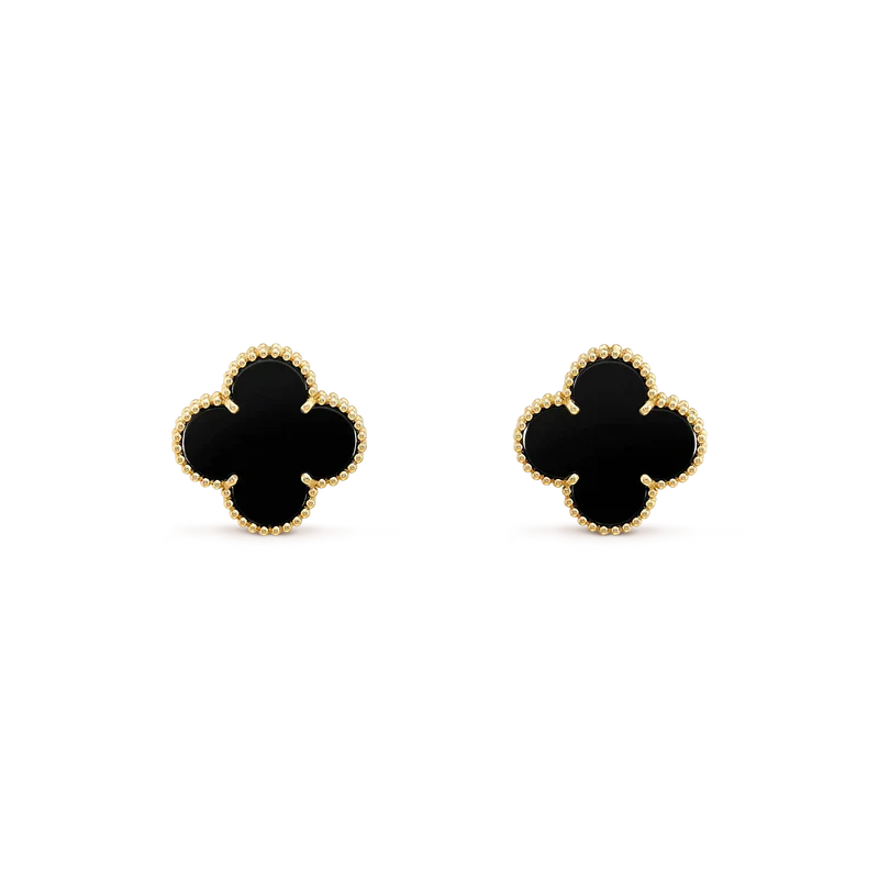 [Angela Jewellery]CLOVER MEDIUM 1 MOTIFS  ONYX STUD EARRINGS