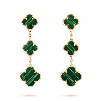 [Angela Jewellery]CLOVER MALACHITE 3 MOTIFS GOLD