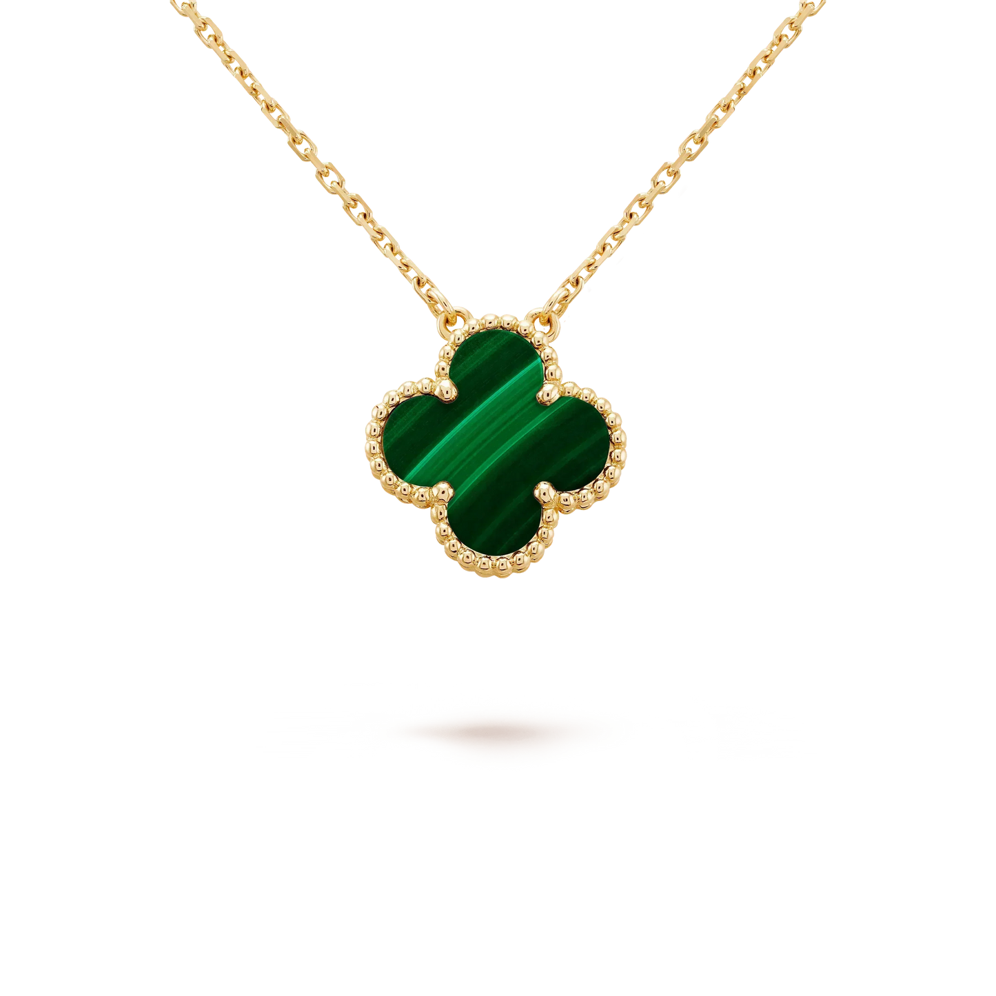 [Angela Jewellery]CLOVER 15MM MALACHITE SINGLE FLOWER  NECKLACE