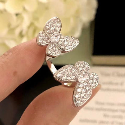 [Angela Jewellery]TWIN SILVER BUTTERFLY DIAMOND RING