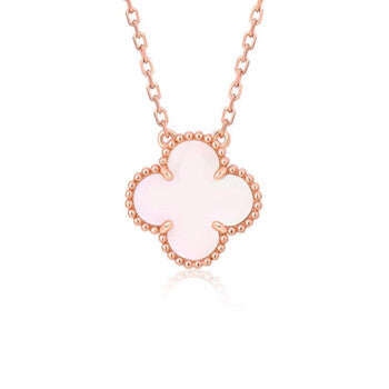 [Angela Jewellery]CLOVER 15MM PINK MOTHER-OF-PEARL SINGLE FLOWER NECKLACE