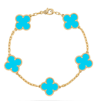 [Angela Jewellery]CLOVER 5 MOTIFS TURQUOISE BRACELET