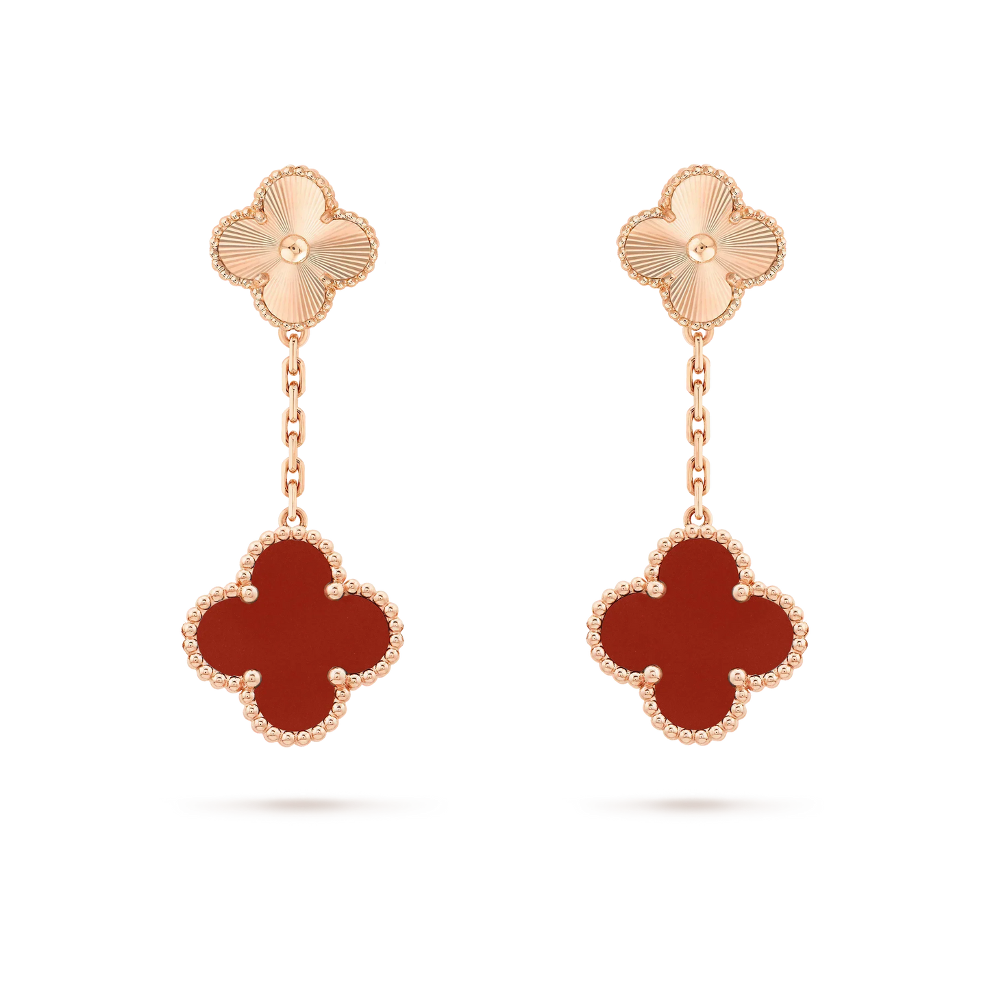 [Angela Jewellery]CLOVER 2 MOTIF  LASER CARNELIAN EARRINGS