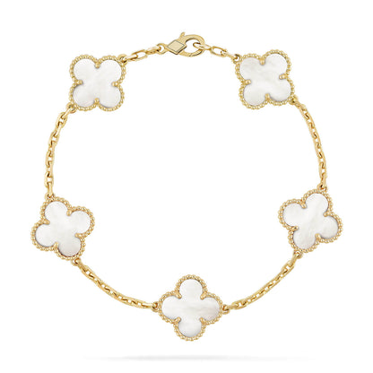 [Angela Jewellery]CLOVER  5 MOTIF WHITE MOP BRACELET