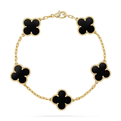 [Angela Jewellery]CLOVER  5 MOTIFS BLACK ONYX BRACELET