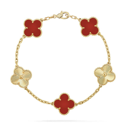 [Angela Jewellery]CLOVER  5 MOTIFS CARNELIAN GOLD BRACELET