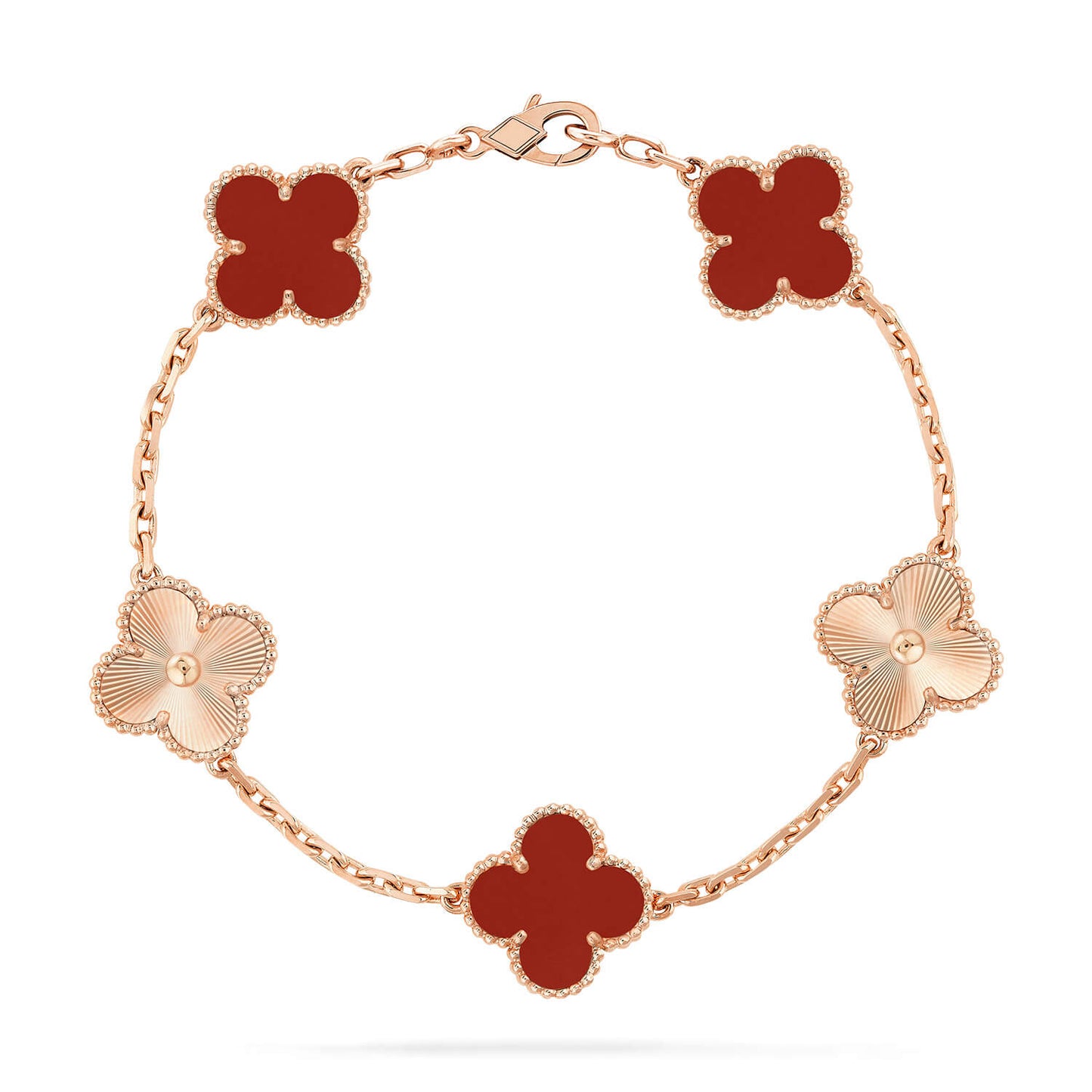 [Angela Jewellery]CLOVER  5 MOTIFS CARNELIAN GOLD BRACELET