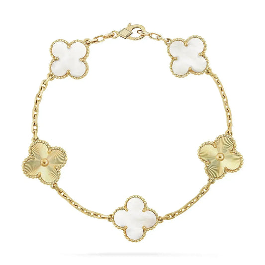 [Angela Jewellery]CLOVER BRACELET 5 MOTIF WHITE MOP PINK GOLD