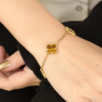 [Angela Jewellery]CLOVER  5 MOTIFS TIGER EYE BRACELET