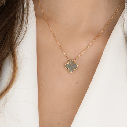 [Angela Jewellery]CLOVER 15MM  GRAY MOTHER OF PEARL NECKLACE