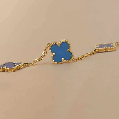 [Angela Jewellery]CLOVER 5 MOTIFS BLUE AGATE BRACELET