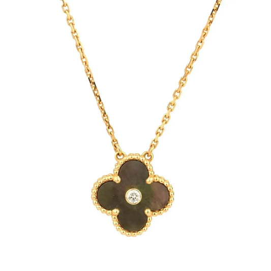 [Angela Jewellery]CLOVER 15MM DIAMOND AND MOTHER-OF-GREY NECKLACE