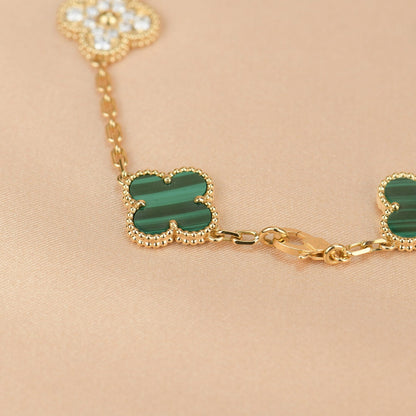 [Angela Jewellery]CLOVER  5 MOTIF MALACHITE DIAMOND BRACELET