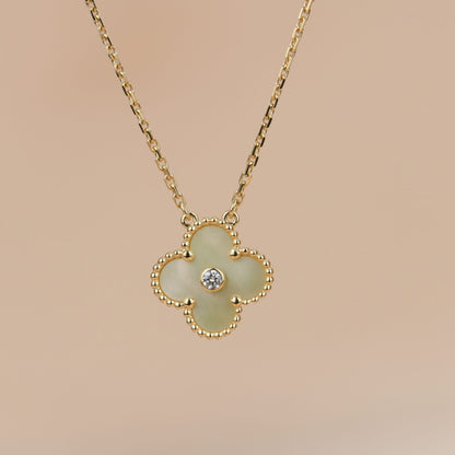 [Angela Jewellery]CLOVER 15MM DIAMOND GOLD MOTHER OF PEARL NECKLACE