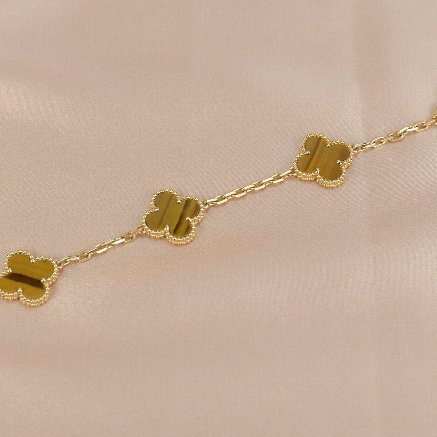 [Angela Jewellery]CLOVER  5 MOTIFS TIGER EYE BRACELET