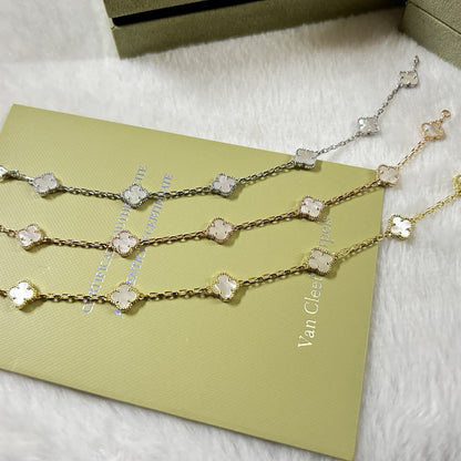 [Angela Jewellery]CLOVER 6 MOTIF WHITE MOP BRACELET