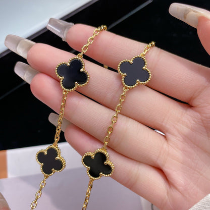 [Angela Jewellery]CLOVER 10 MOTIFS ONYX NECKLACE