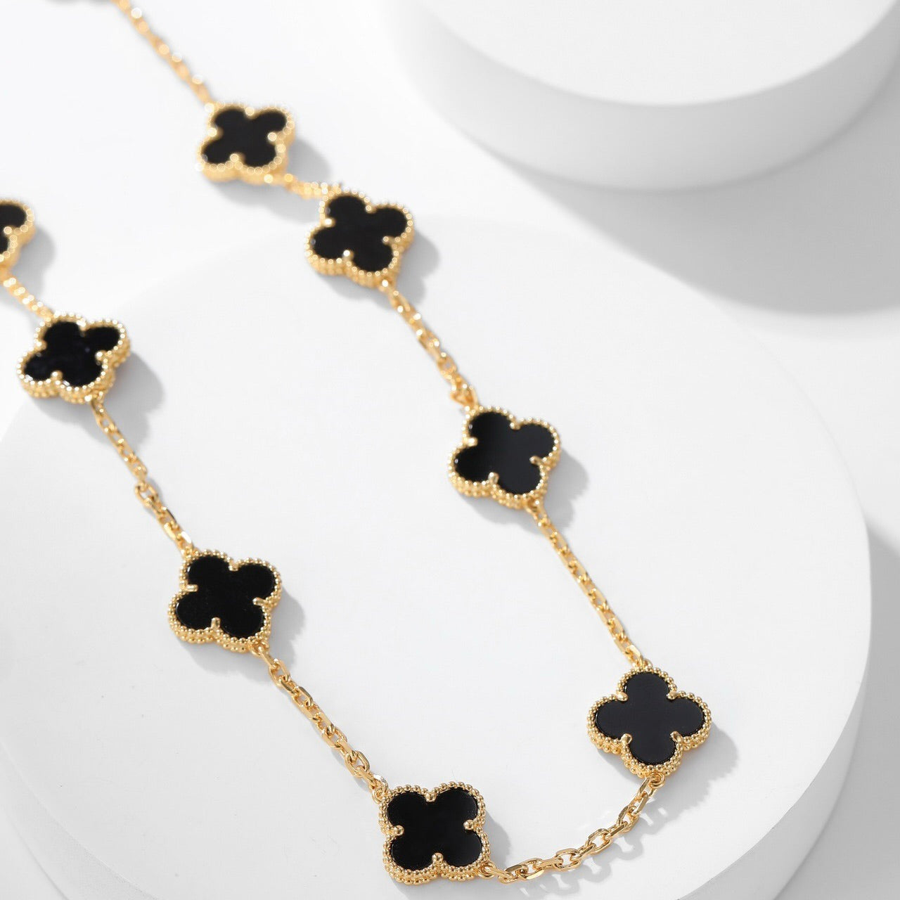 [Angela Jewellery]CLOVER 10 MOTIFS ONYX NECKLACE