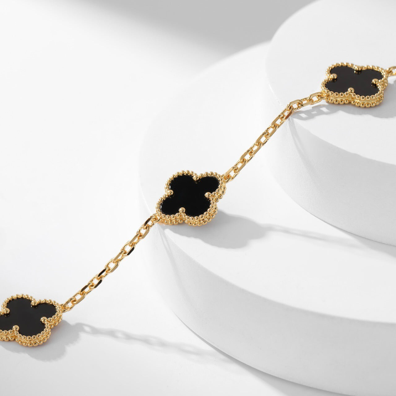 [Angela Jewellery]CLOVER 10 MOTIFS ONYX NECKLACE