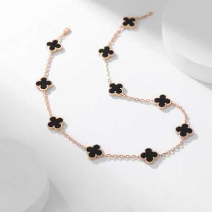 [Angela Jewellery]CLOVER 10 MOTIFS ONYX NECKLACE