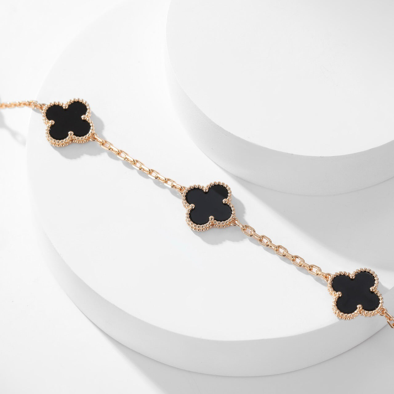 [Angela Jewellery]CLOVER 10 MOTIFS ONYX NECKLACE