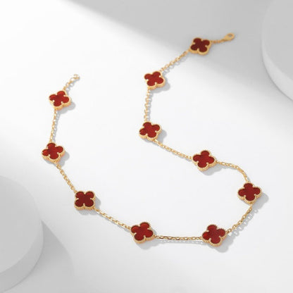 [Angela Jewellery]CLOVER 10 MOTIFS CARNELIAN NECKLACE