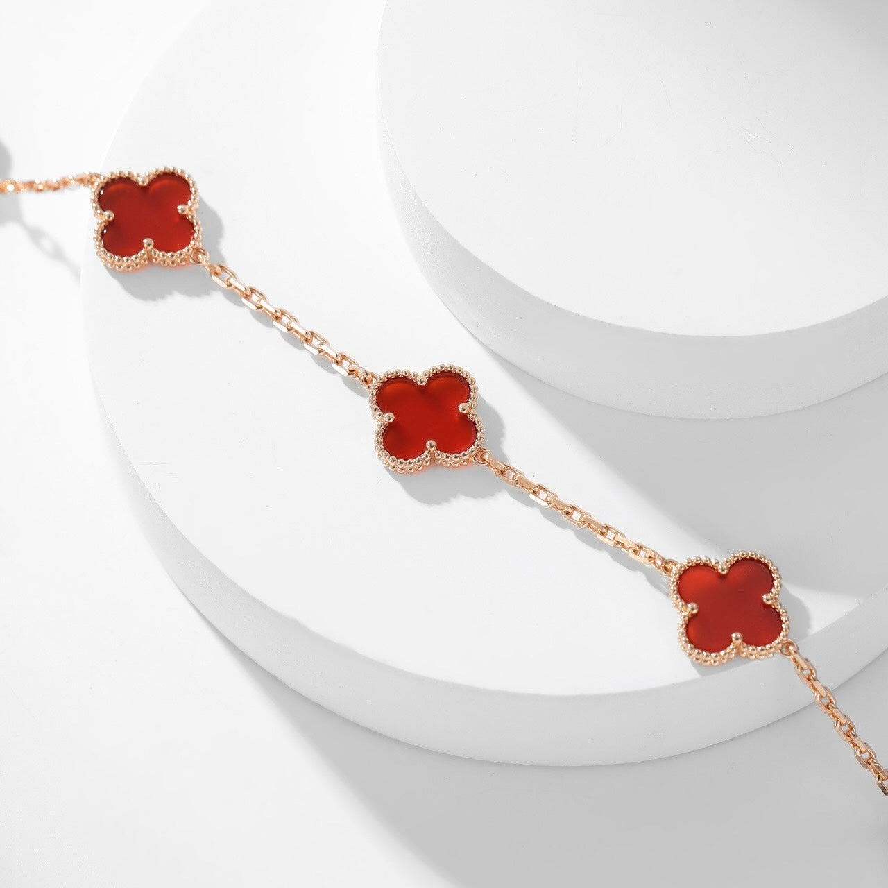 [Angela Jewellery]CLOVER 10 MOTIFS CARNELIAN NECKLACE