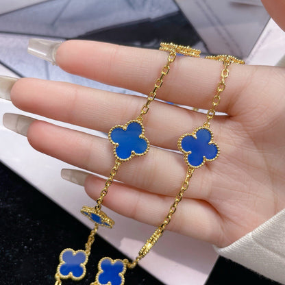 [Angela Jewellery]CLOVER 10 MOTIFS BLUE AGATE NECKLACE