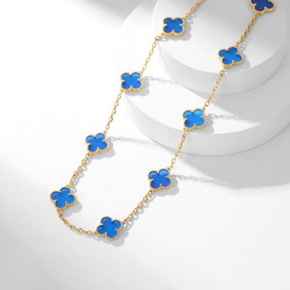 [Angela Jewellery]CLOVER 10 MOTIFS BLUE AGATE NECKLACE