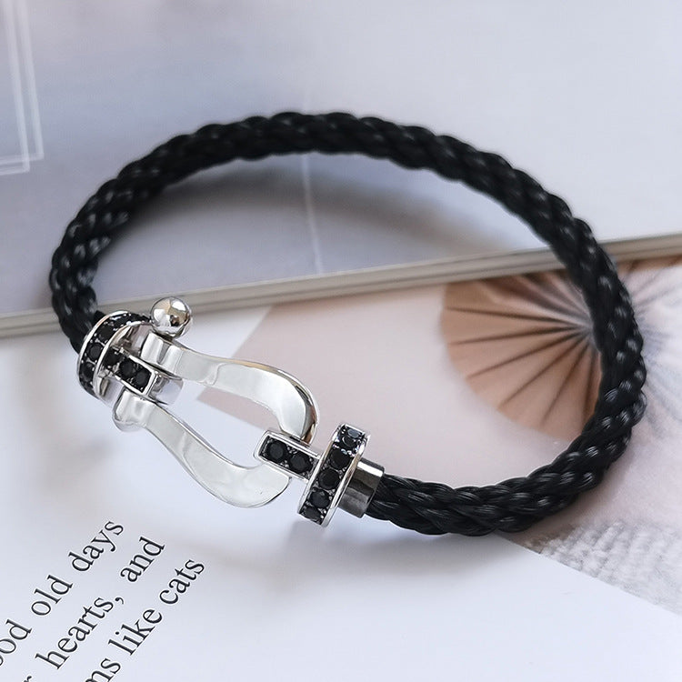 [Angela Jewellery]FORCE LARGE HORSESHOE BLACK DIAMOND BRACELET SILVER