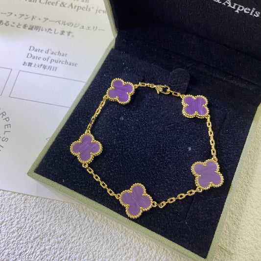 [Angela Jewellery]CLOVER  5 MOTIFS  PURPLE VIOLET BRACELET