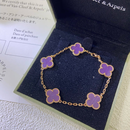 [Angela Jewellery]CLOVER  5 MOTIFS  PURPLE VIOLET BRACELET