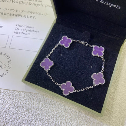 [Angela Jewellery]CLOVER  5 MOTIFS  PURPLE VIOLET BRACELET
