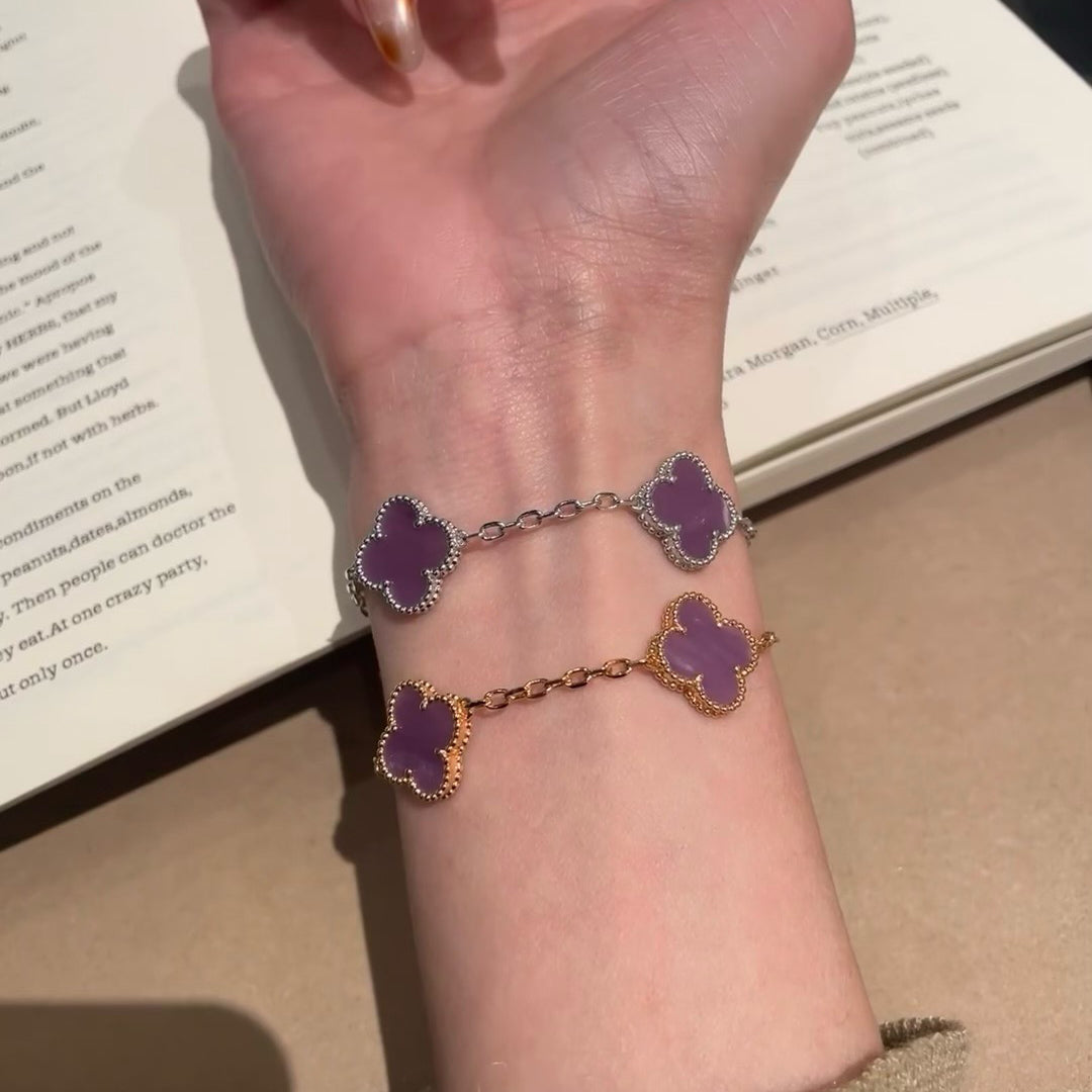 [Angela Jewellery]CLOVER  5 MOTIFS  PURPLE VIOLET BRACELET