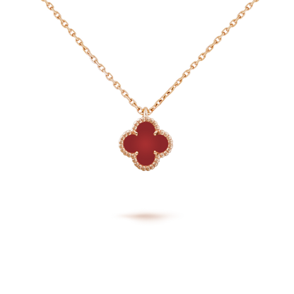 [Angela Jewellery]CLOVER MINI 9.5MM WHITE CARNELIANS NECKLACE