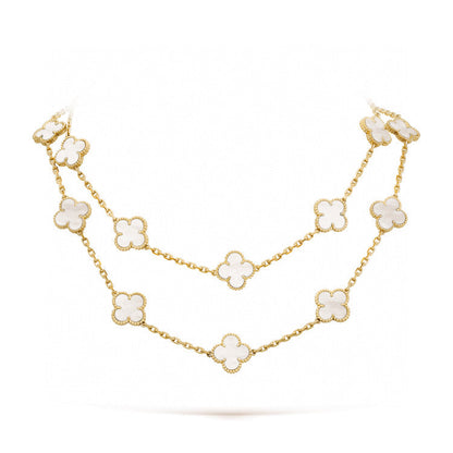 [Angela Jewellery]CLOVER 20 MOTIFS WHITE MOP NECKLACE