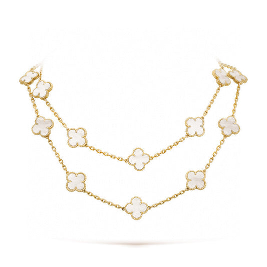 [Angela Jewellery]CLOVER 20 MOTIFS WHITE MOP NECKLACE