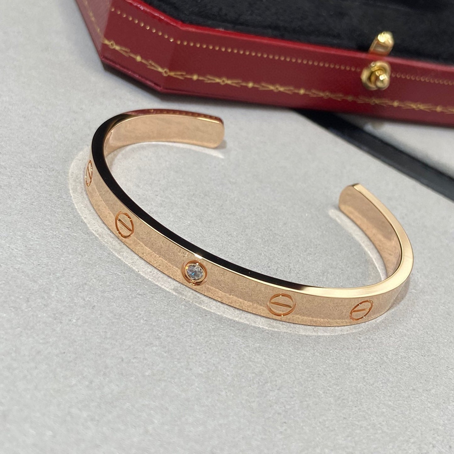 [Angela Jewellery]LOVE BRACELET 6.1MM 1 DIAMOND OPEN CUFF