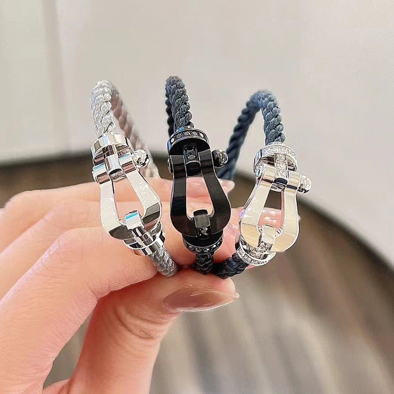 [Angela Jewellery]FORCE LARGE HORSESHOE FULL DIAMOND BRACELET SILVER