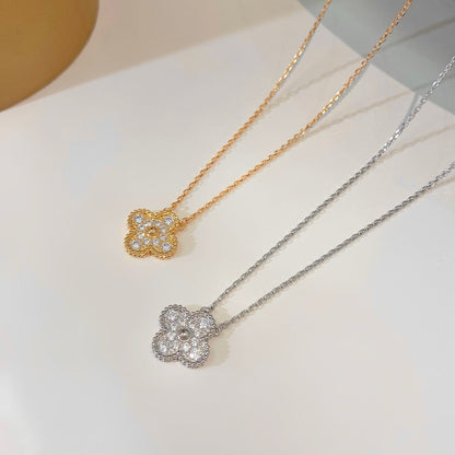 [Angela Jewellery]CLOVER 15MM DIAMOND SINGLE FLOWER NECKLACE