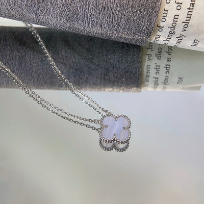 [Angela Jewellery]CLOVER 15MM BLUE CHALCEDONY NECKLACE SILVER