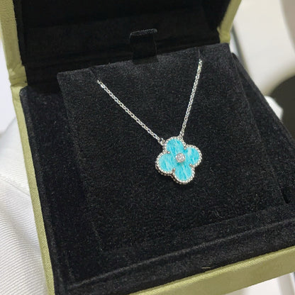 [Angela Jewellery]CLOVER 15MM DIAMOND SVRES PORCELAIN  NECKLACE SILVER