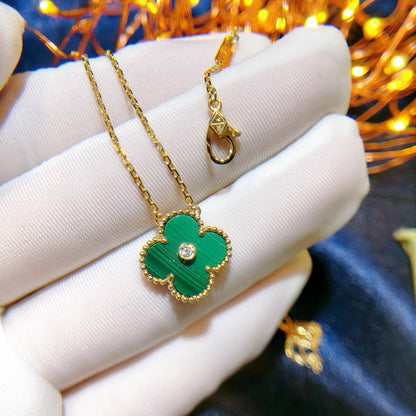 [Angela Jewellery]CLOVER 15MM DIAMOND TURQUOISE NECKLACE