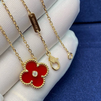 [Angela Jewellery]CLOVER 15MM DIAMOND CARNELIAN NECKLACE